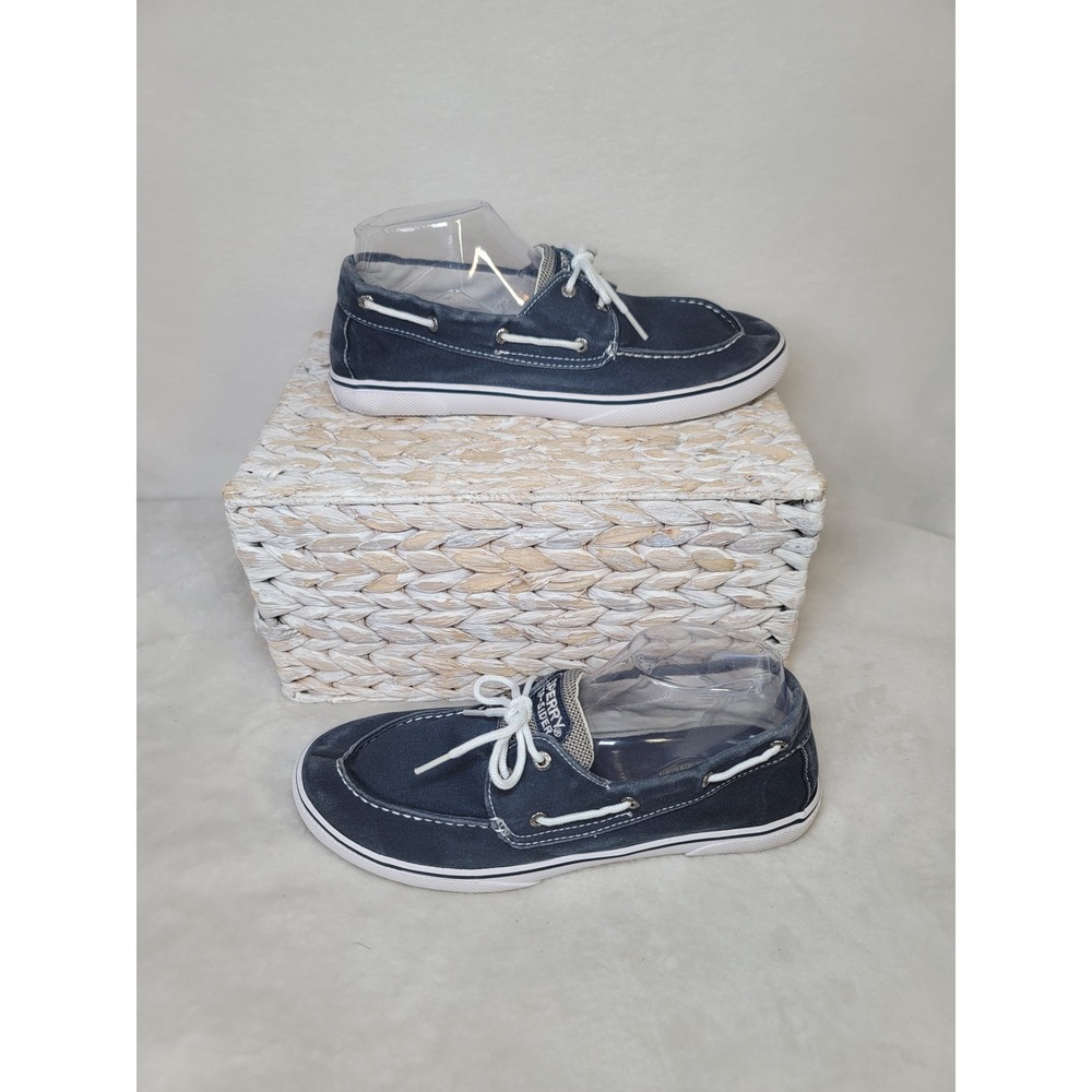 Sperry Top Sider Nautical Boat Shoes‎ Coastal Loafers Blue Canvas Preppy Size 7